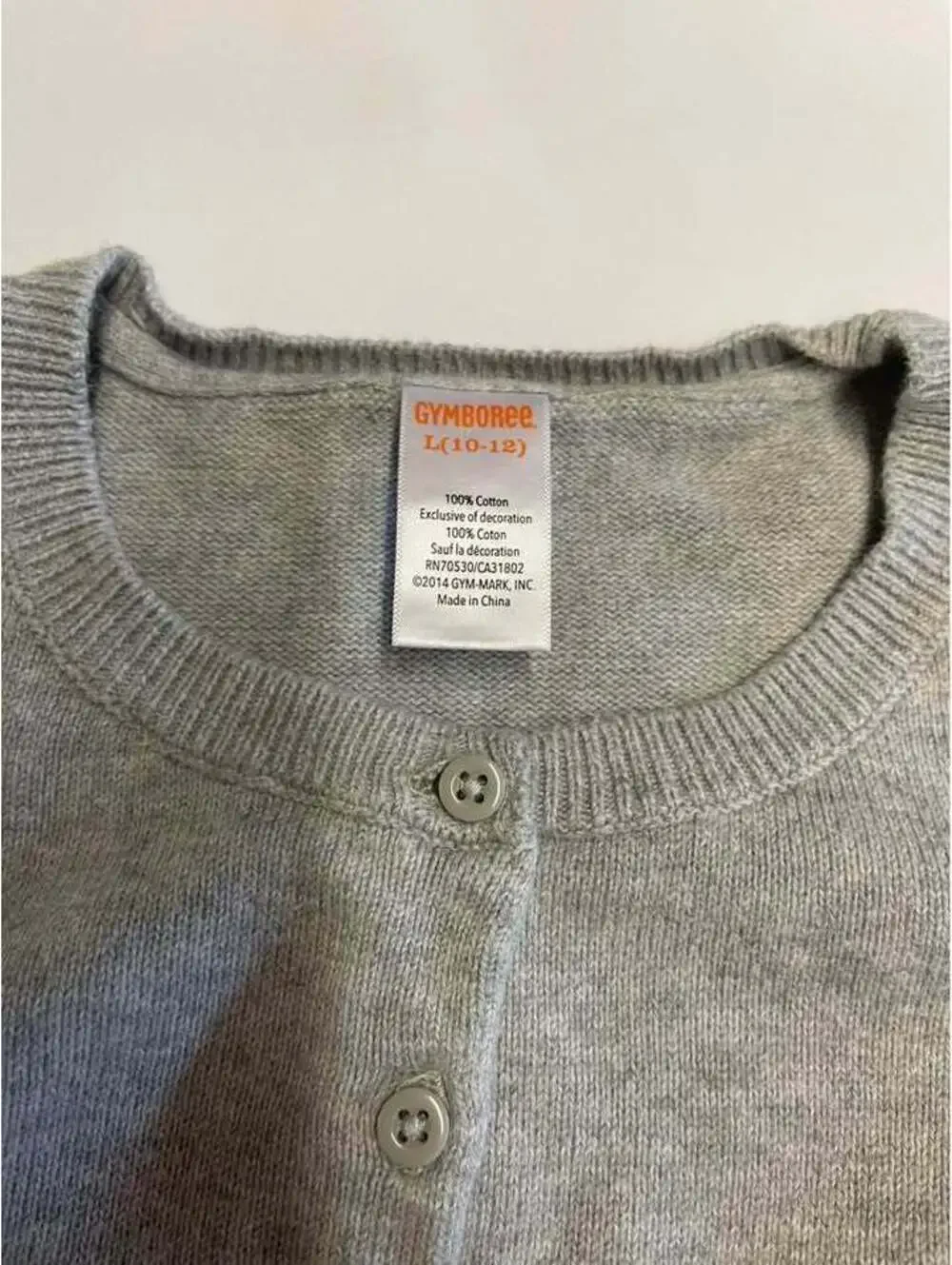 Gymboree Girls Gray Cardigan Sweater Size L 10-12 100% Cotton